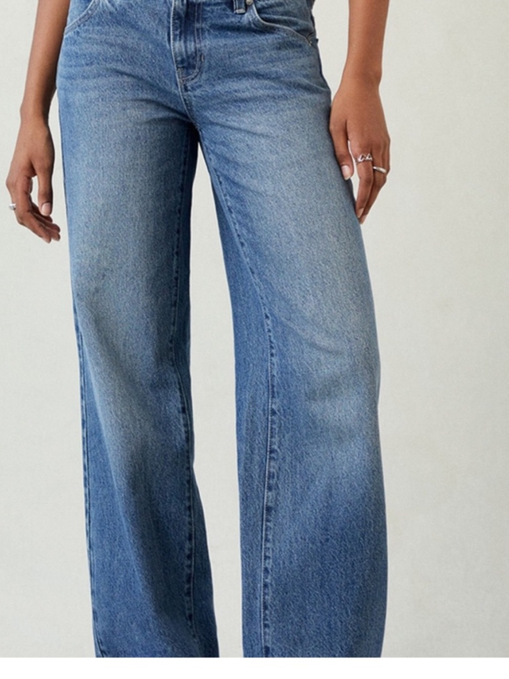 Casey Low Rise Baggy Jeans 27 - Light Blue Wide Leg  100% Cotton Jeans